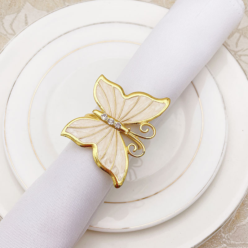8pcs/lot New napkin ring beige butterfly napkin button wedding banquet ...
