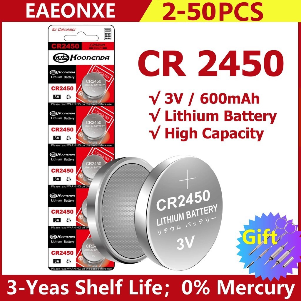 CR2450 3V Lithium Battery CR 2450 DL2450 BR2450 LM2450 KCR5029 For Toy