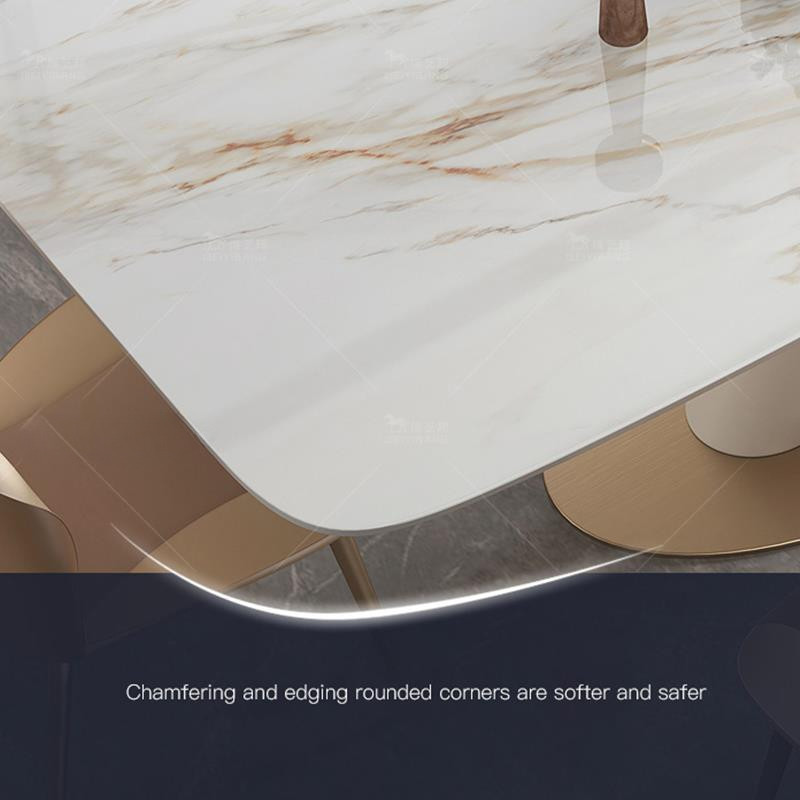 Luxury Stainless Steel Base White Marble Dining Table And Chair Nordic ...