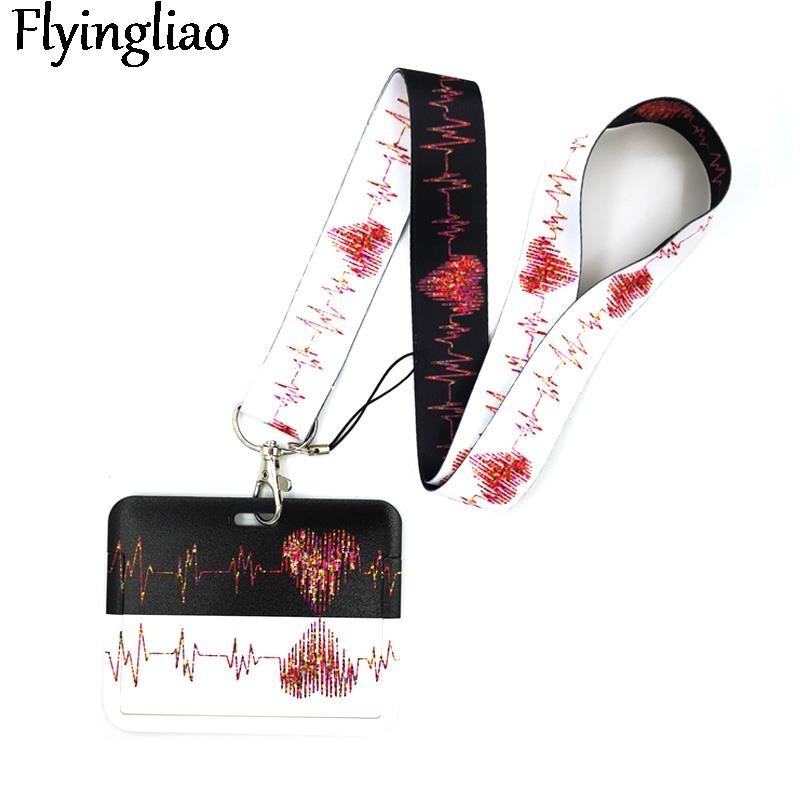 Medical Electrocardiogram Heart Art Key lanyard Car KeyChain ID Card ...