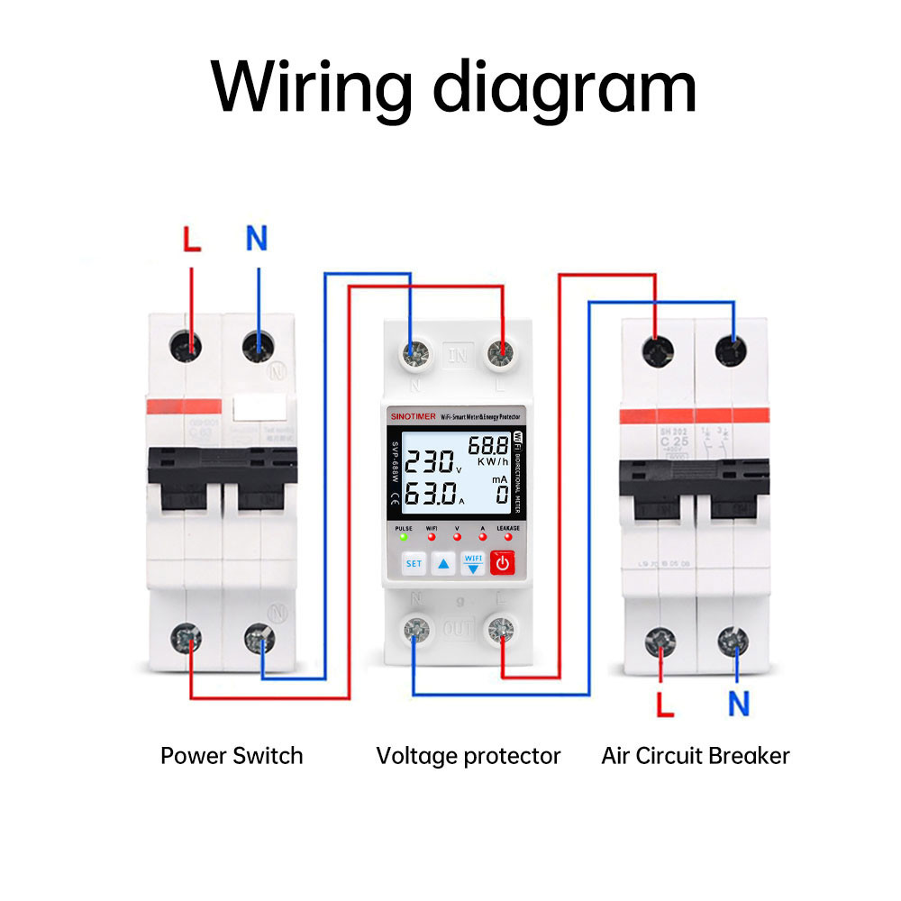TUYA Intelligent WIFI Power Supply Protector Energy Power kWh Meter ...