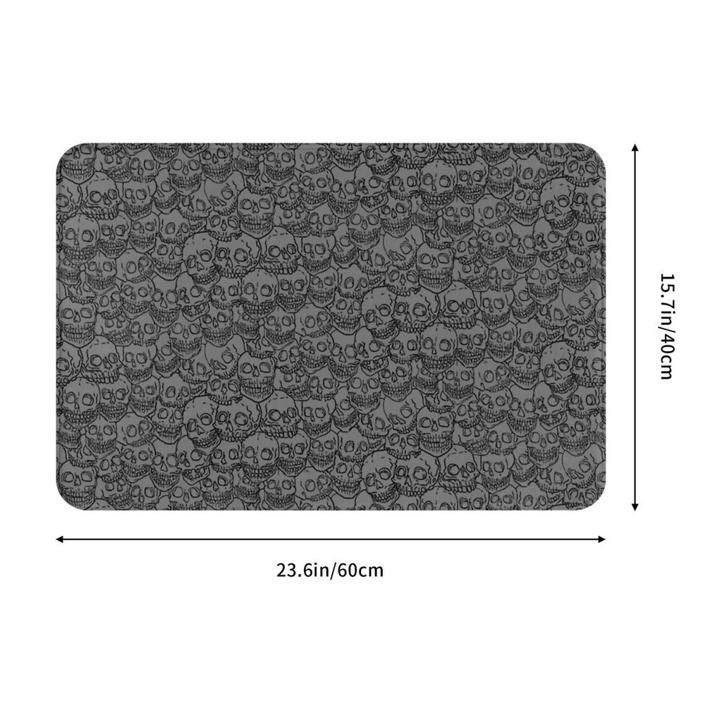 Skeleton Skull Bone Bathroom Mat Hella Skulls Graphite Doormat Kitchen ...