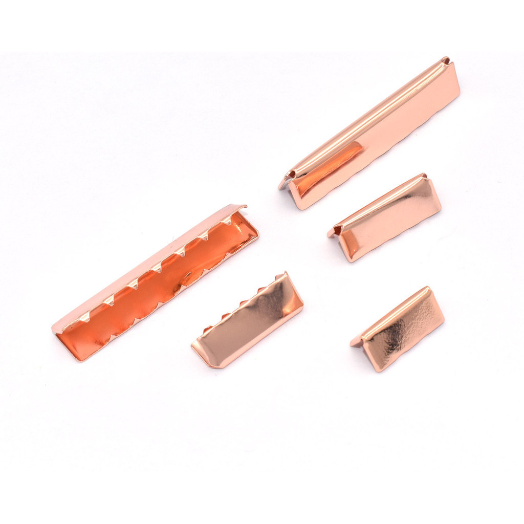 Rose Gold Ribbon End Clamps With Loop End Fastener Lanyard Clip Ribbon ...