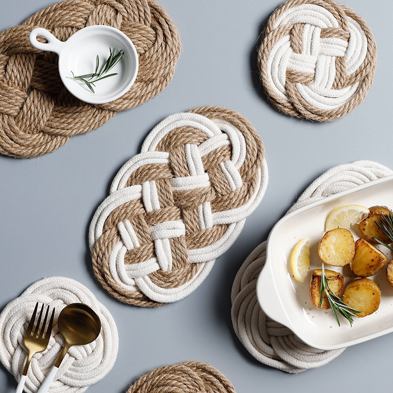 Tea Mat Weave Linen Ins Pastoral Home Placemat Basic Design Restaurant ...