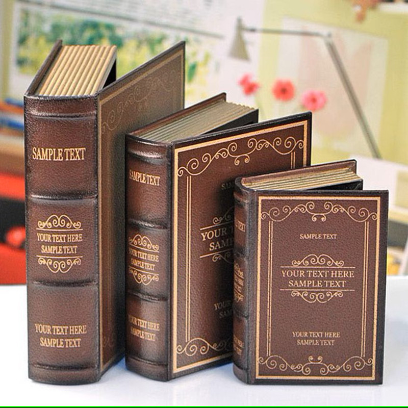 Vintage Leather Coated Wooden Book Shape Boxes Small Middle Large In ...