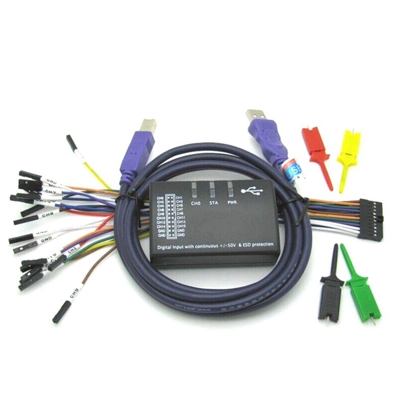 ☹USB Logic 100Mhz 16Ch Logic Analyzer Black Logic Analyzer Plastic ...