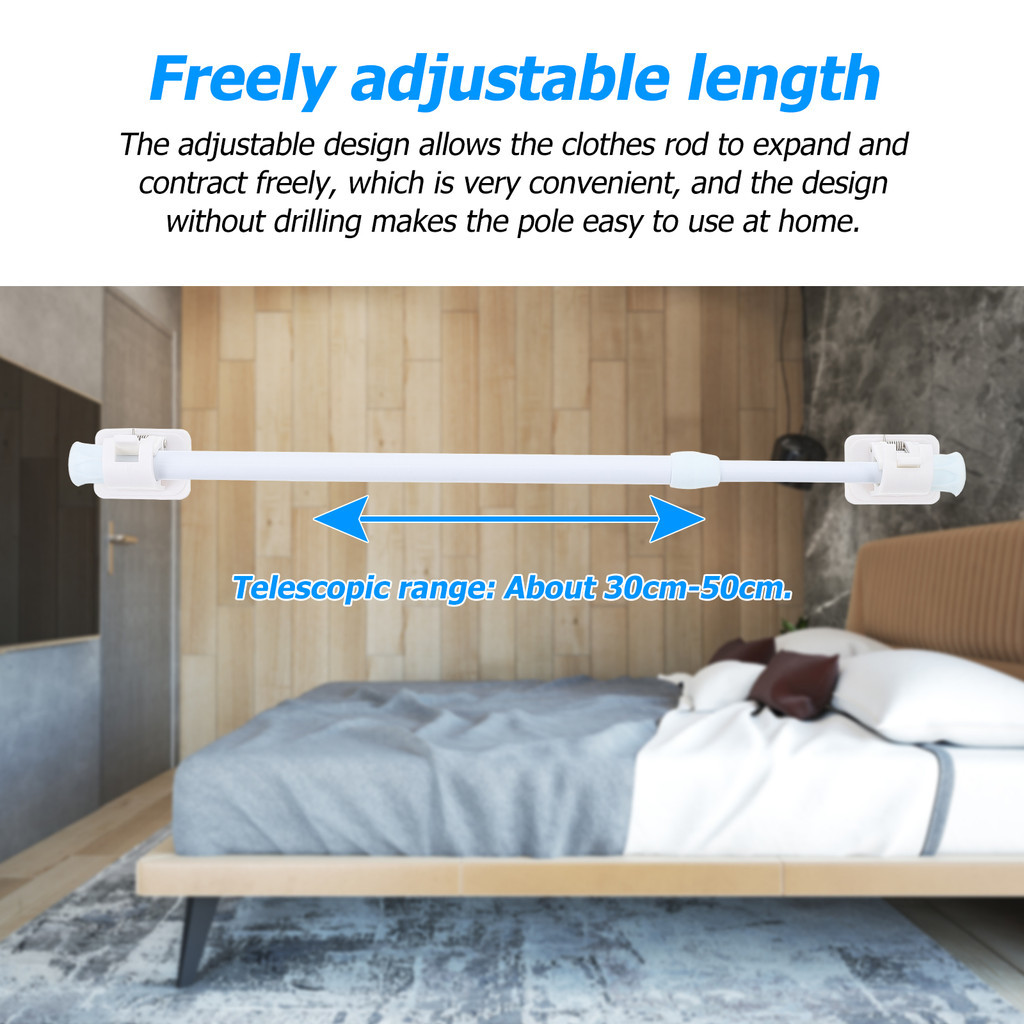♜Hang Clothes Telescopic Rod Adjustment Rods Extendable Rail Iron ...