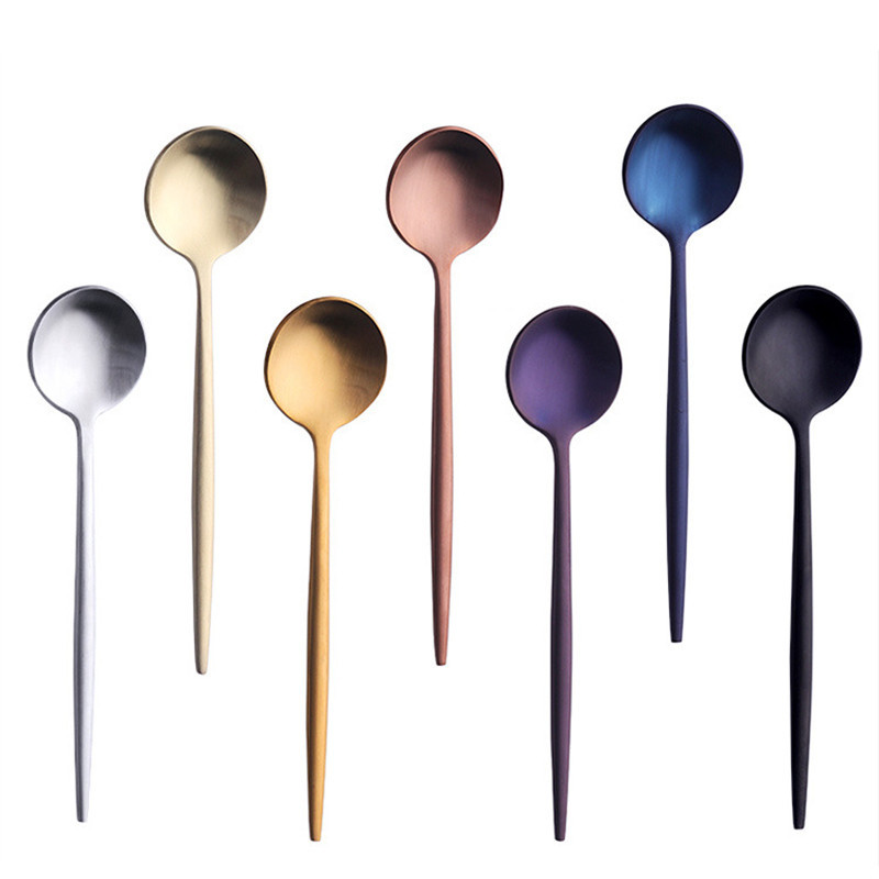6pcs Stainless Steel Small Tea Spoon Flatware Set Mini Teaspoon Set ...