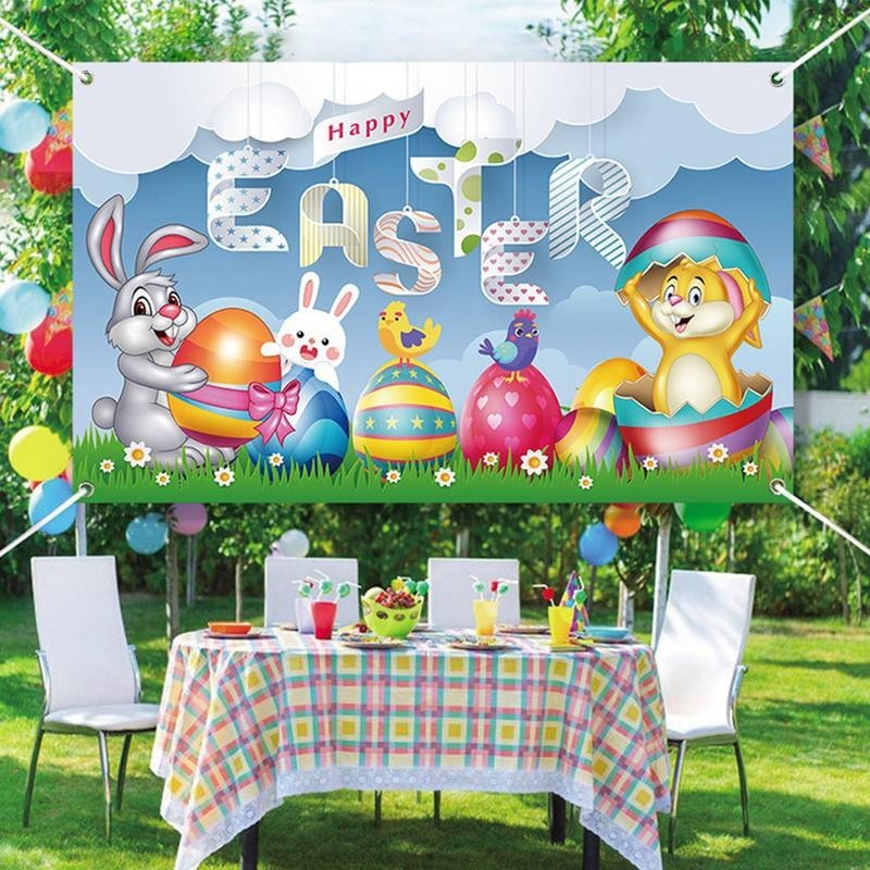Happy Easter Backdrop 180x110cm Spring Easter Photography Banner Cloth ...
