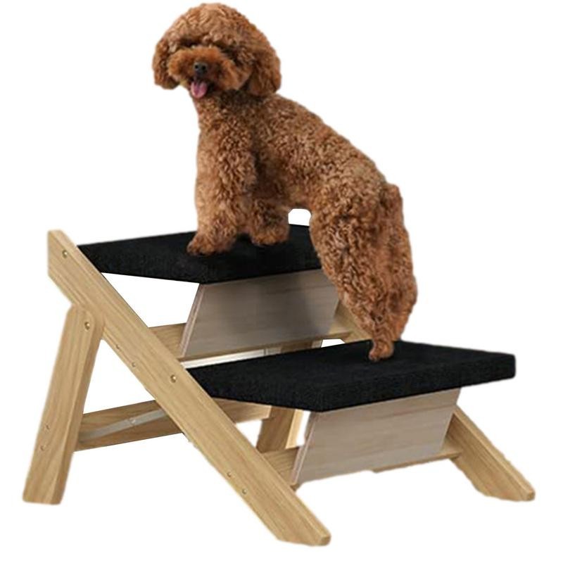 ☽Foldable Dog Ramp Wooden Pet Stairs 2 In 1 Dog Stairs For Small Dogs