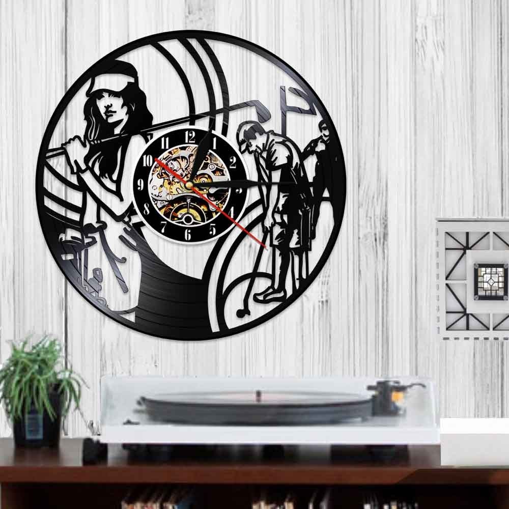 Golf Player Playing Golf Decorative Wall Clock Modern Vinyl Record Wall ...