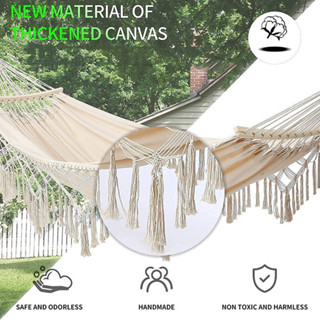 Single Double Macrame Hammock Outdoor Canvas Camping Swing Hanging ...