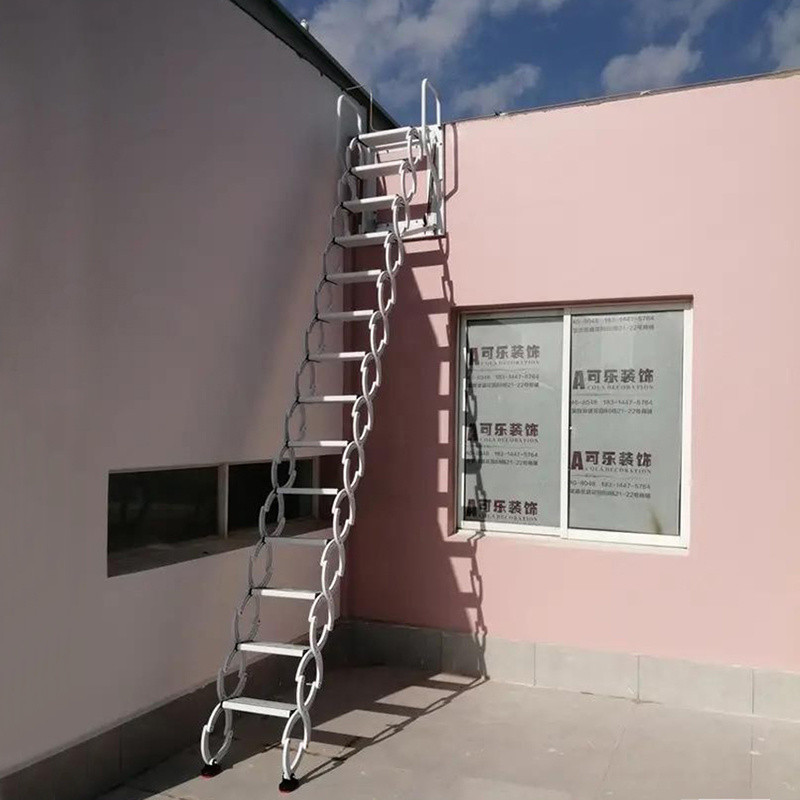 ⚜Metal attic stairs with handrails 5ft-13ft aluminum loft telescopic ...