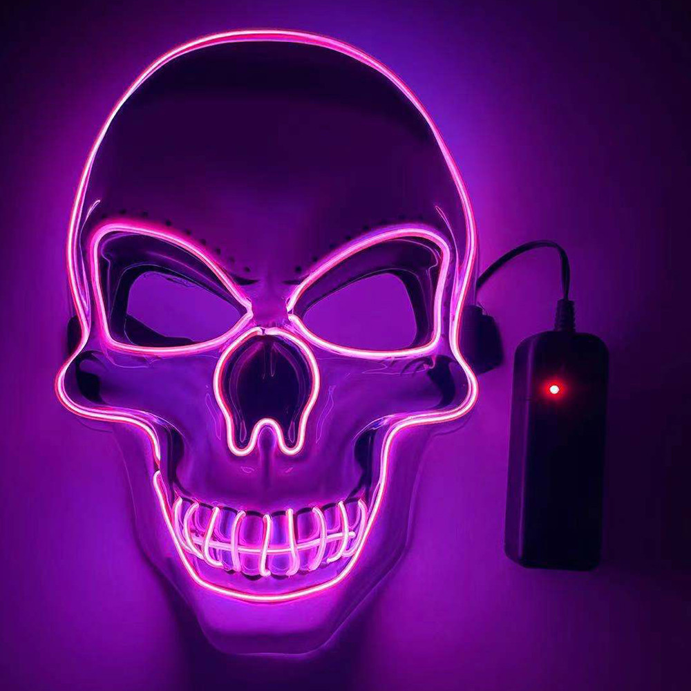New Glowing Skull Mask Halloween Party Horror Ghost Death Skeleton LED ...