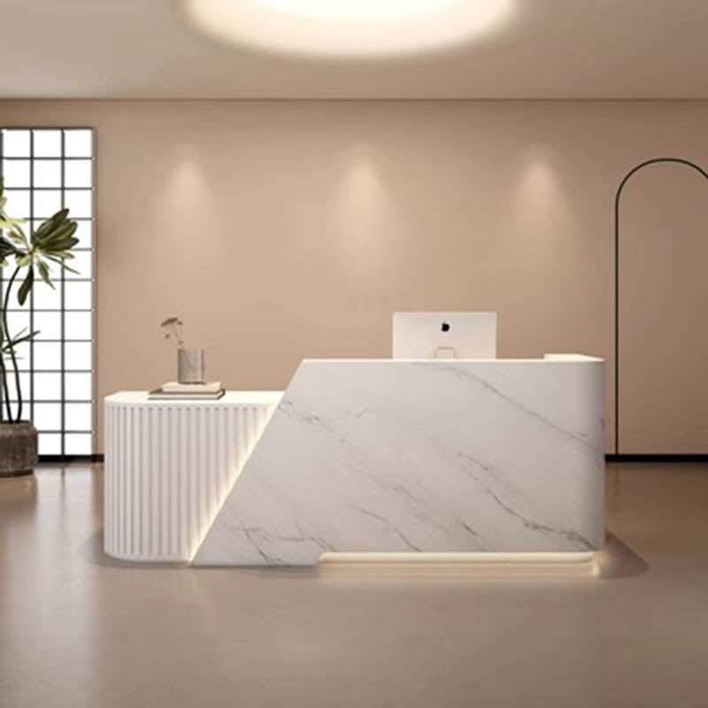 Executive White Reception Desk Service Counter Storage Workbench ...