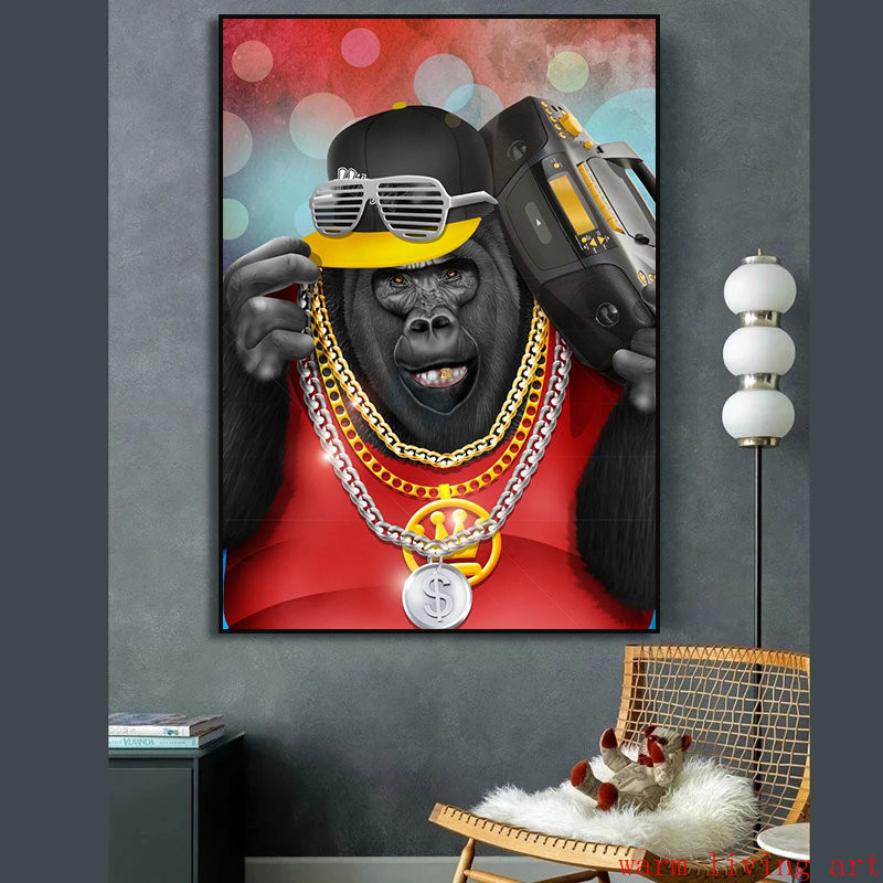 Funny Hip Hop Monkey Rapper Singer King Gorilla Posters and Prints ...