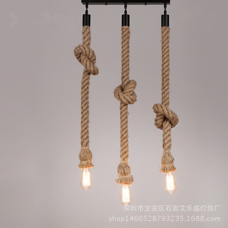 유Retro Vintage Industrial Style Hemp Rope Pendant Lamp Bulb Holder ...