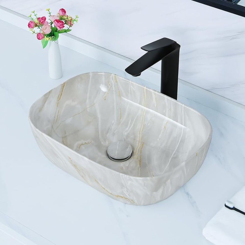 Rectangular Bathroom Sink Above Counter Marble Rectangular Container ...