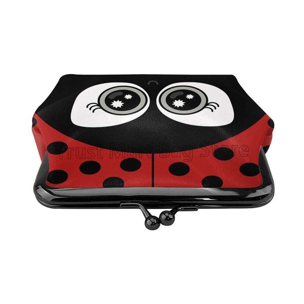 Cute Cartoon Ladybug Print Mini Leather Coin Purse Kawaii Small Kiss ...