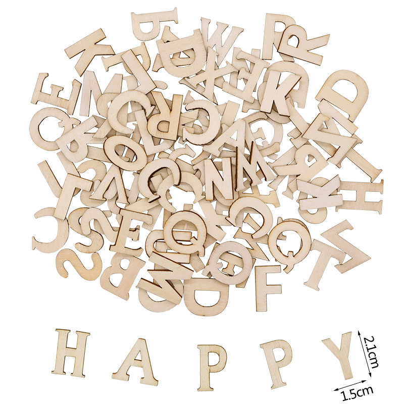 100pcs Wood English Alphabet Decorative Letters Wooden Numbers Mini ...