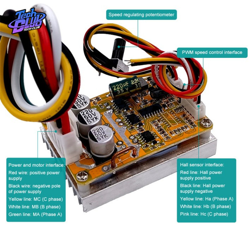 유5-36V 350W BLDC Three-Phase DC Brushless Controller Sensorless ...