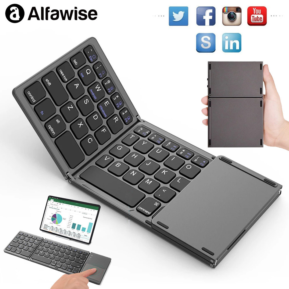 ⋛Mini Bluetooth Wireless Foldable Keyboard B033 Three Folding Portable