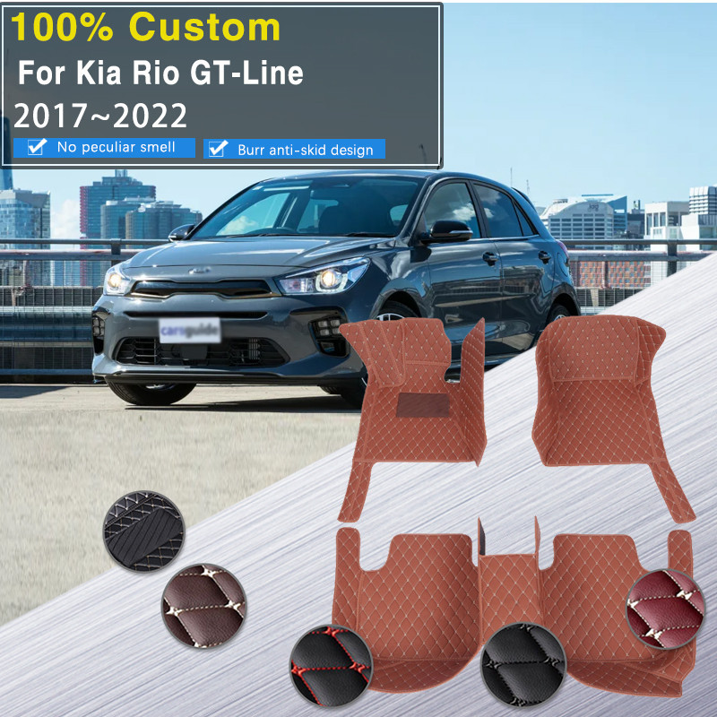 Car Floor Mats For Kia Rio GTLine YB SC 20172022 Waterproof Leather