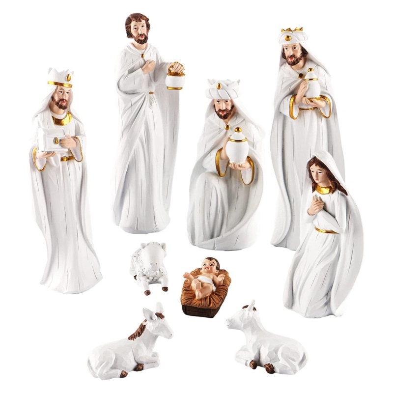 ☼Christmas Jesus Nativity Scene Figures Christian Decor Manger ...
