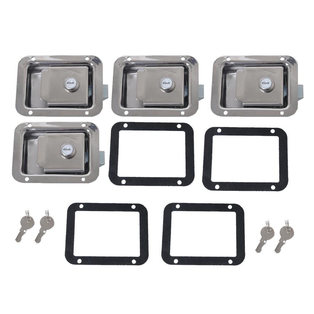 ☻4 Set Boat Paddle Latch & Key & Gasket Flush Mount Paddle Handle ...