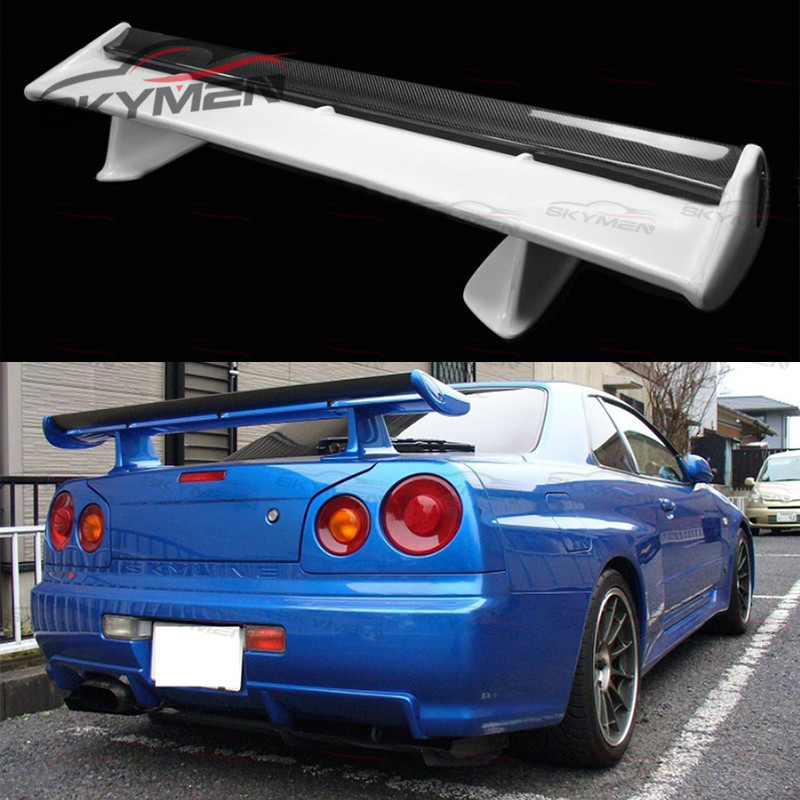 ☟For Skyline R34 GTR OEM Carbon Rear Spoiler With Blade/Caps/Stand ...