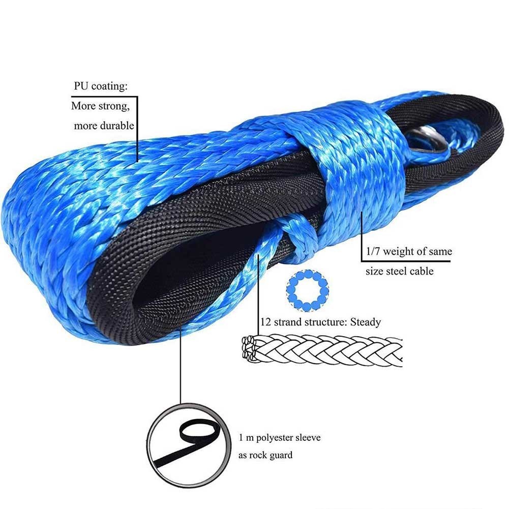 14'x50' 12 Strand Car Synthetic Winch Rope String ATV UTV Replacement ...