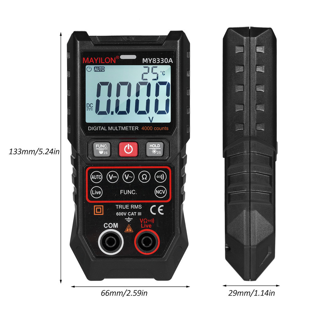 MAYILON Digital Multimeter Voltage Tester 4000 Counts TRMS Automatic ...