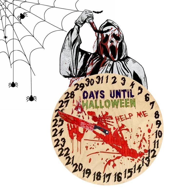 Halloween Countdown Calendar Decor Horror Wood Decor With Countdown ...