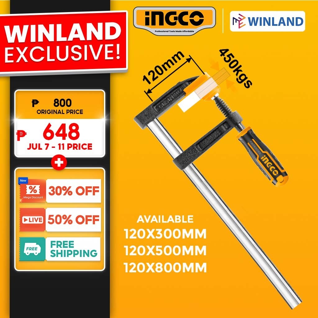 Ingco By Winland Industrial Wood Work F Clamp With Plastic Handle Ing Ht Shopee Philippines