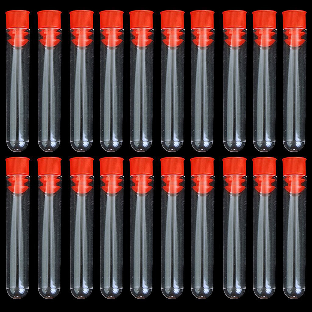 20 Pcs Non-Completed Plastic Test Tubes Lab Test Tool With Screw Cap ...