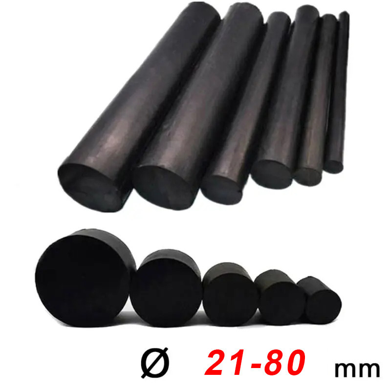 1Pcs Black Solid Rubber Rod Cylindrical Rods Dia 21-80mm Highly Elastic ...
