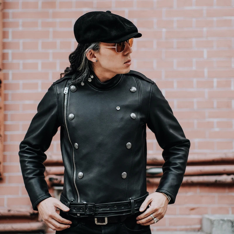 YR Free shipping.Japanese popular style motor biker Calfskin jacket.Luxury quality thick genuin n Shopee Philippines