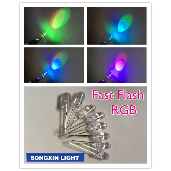 1000PCS 5mm Slow RGB Flash Red Green Blue Rainbow Multi Color light ...
