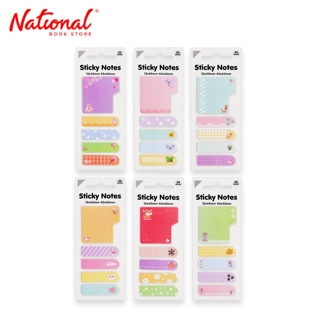 Sticky Note Set Index 5 Pads 20 Sheets (assorted designs) - Office ...