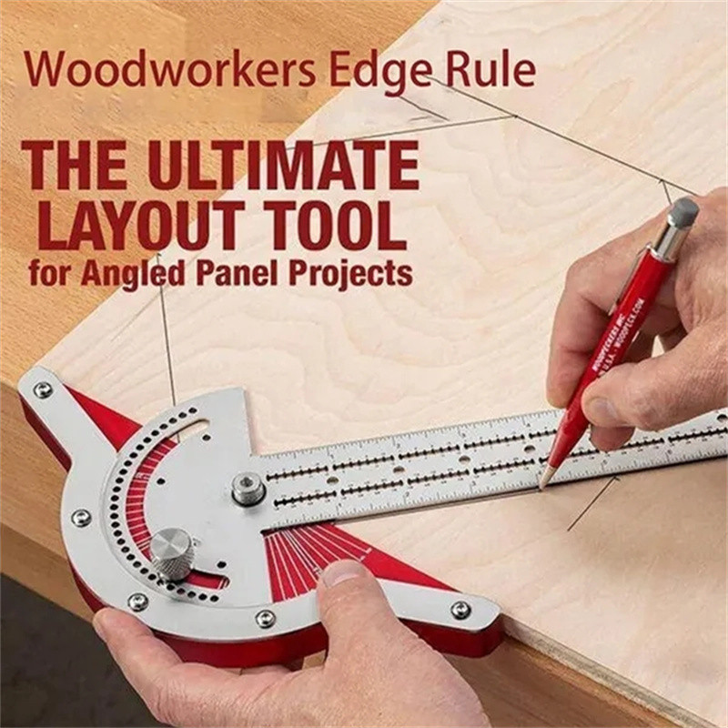 Stainless Steel Woodworking Edge Ruler Protractor Angle Finder Vernier ...