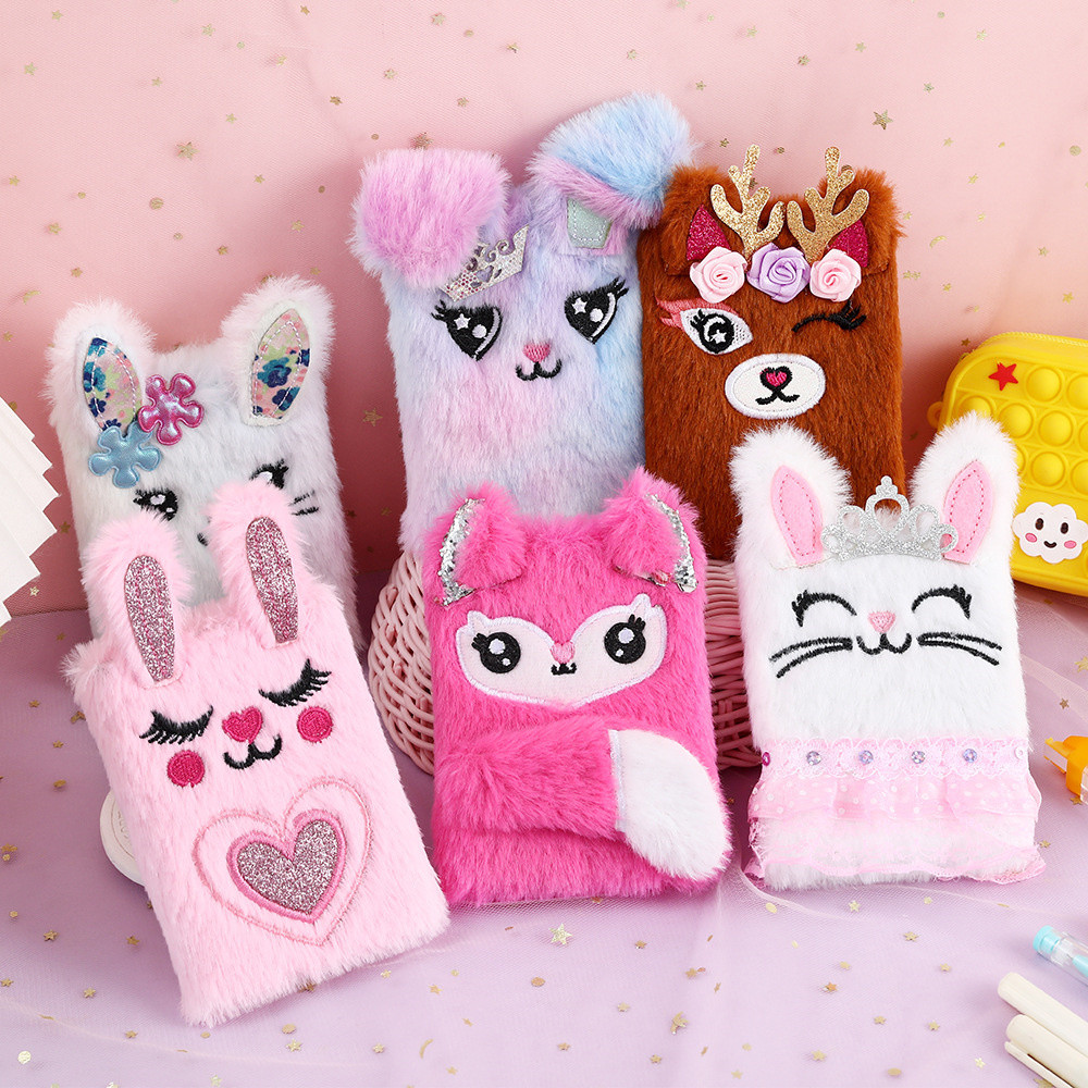 Cartoon Plush Notebook Cute Rabbit Bunny Portable Notepad Student ...