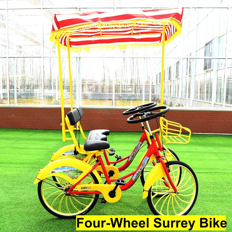 Family 2 Seats Tandem Bike For Adults Pedal Tourist Surrey Tricycle Quadricycle Bikes Sightseei