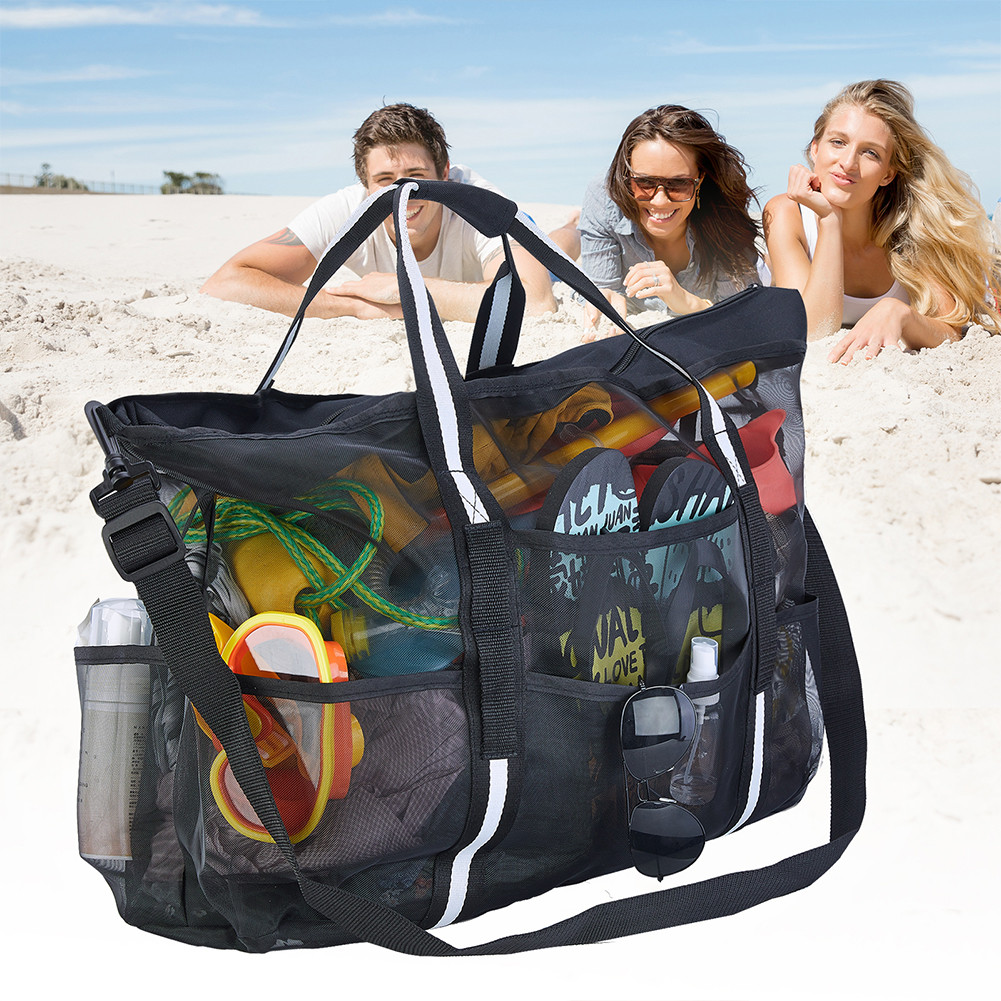 Extra Large Beach Bag, 21.6 x 6.3 x 14.5in Oversized Mesh Tote With ...
