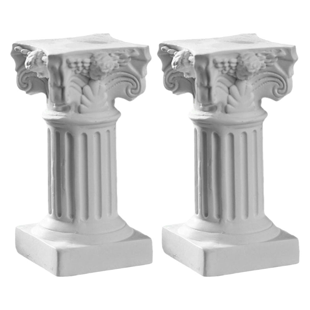 ☈2pcs Column Figurine Greek Roman Pillar Column Resin Figurine Holder