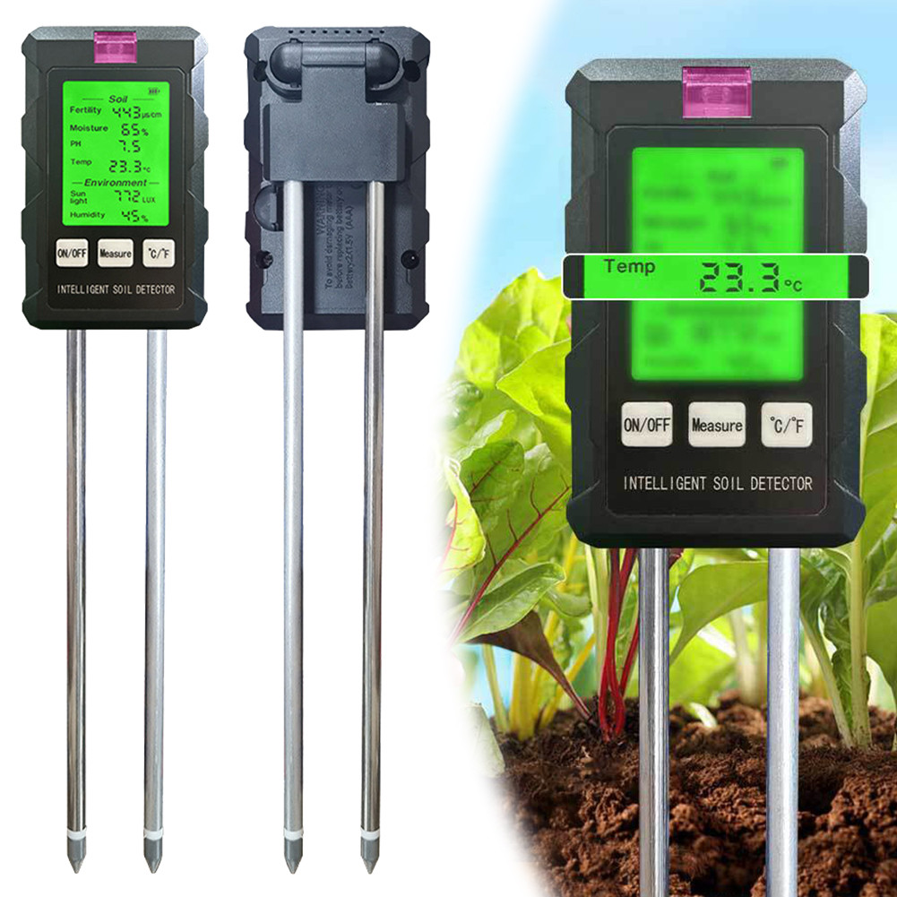 웃6 in 1 Digital Soil Tester Metal Sensor Prob PH/Fertility/Light ...