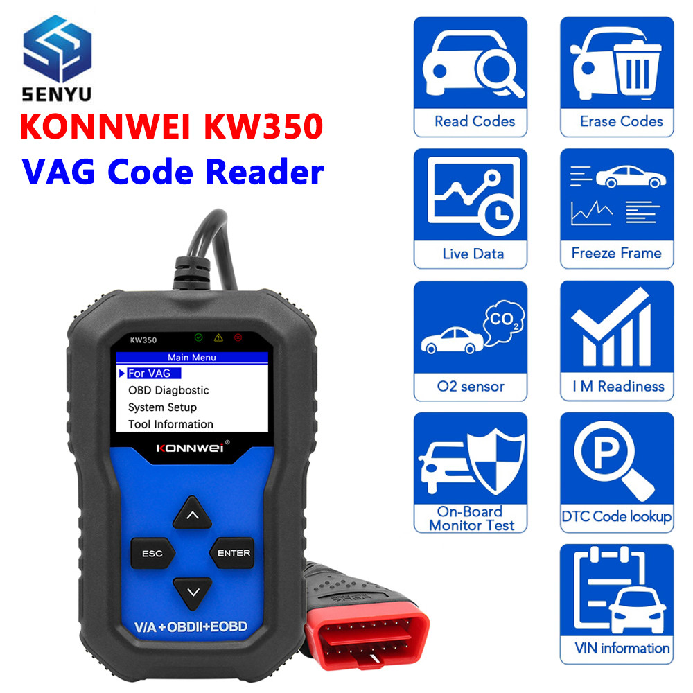 ღKONNWEI KW350 for VAG Code Reader OBD OBD2 Diagnostic Scanner ABS