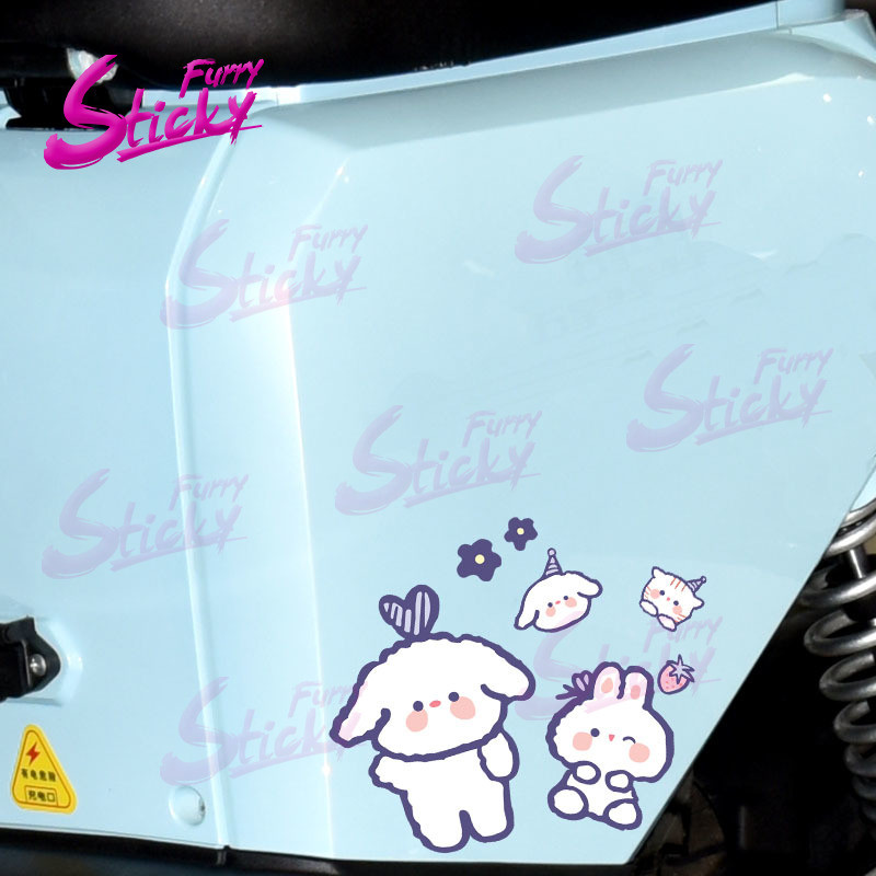 Furry Sticky Set Anime Car Sticker Cute Rabbit Cartoon Sticker Decal ...