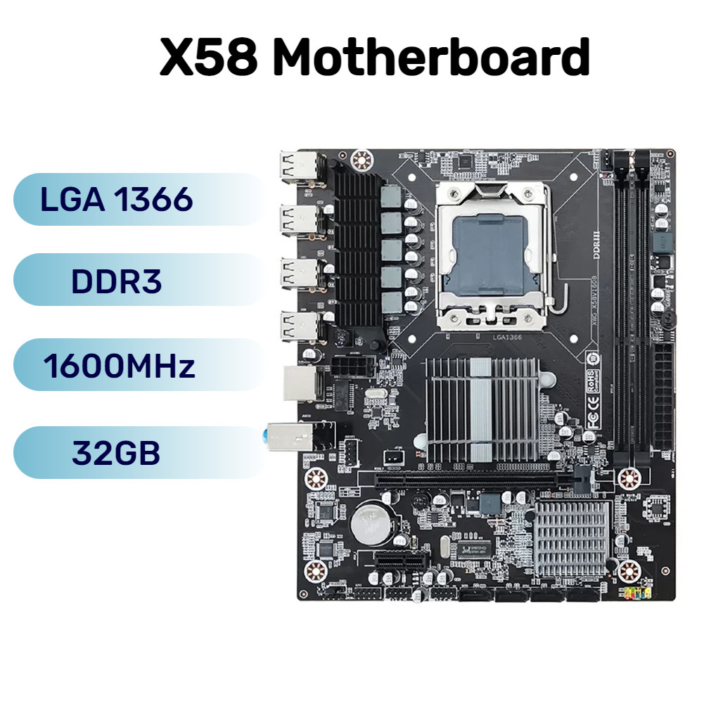 【X58 PC Motherboard DDR3 Memory LGA 1366 Motherboard Kit Dual Channel ...