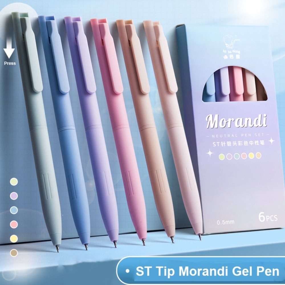 6Colors/Set Pressing Type Gel Pen Morandi Color Ink Pens Neutral Pen ...