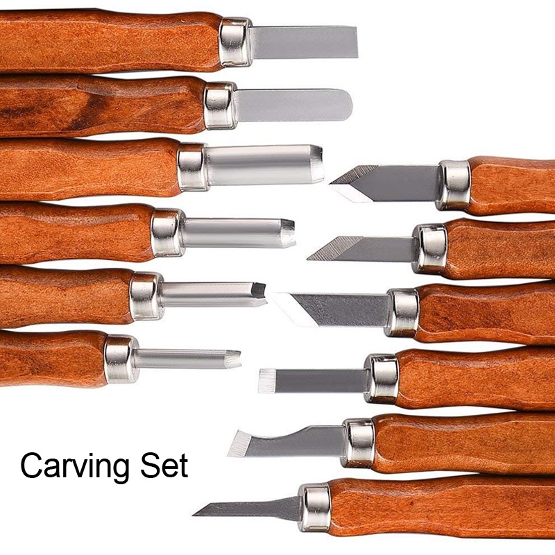 ♤DIY 12pcs Wood Carving Set V Tools Carpenter Wood Carve Chisel Knife ...